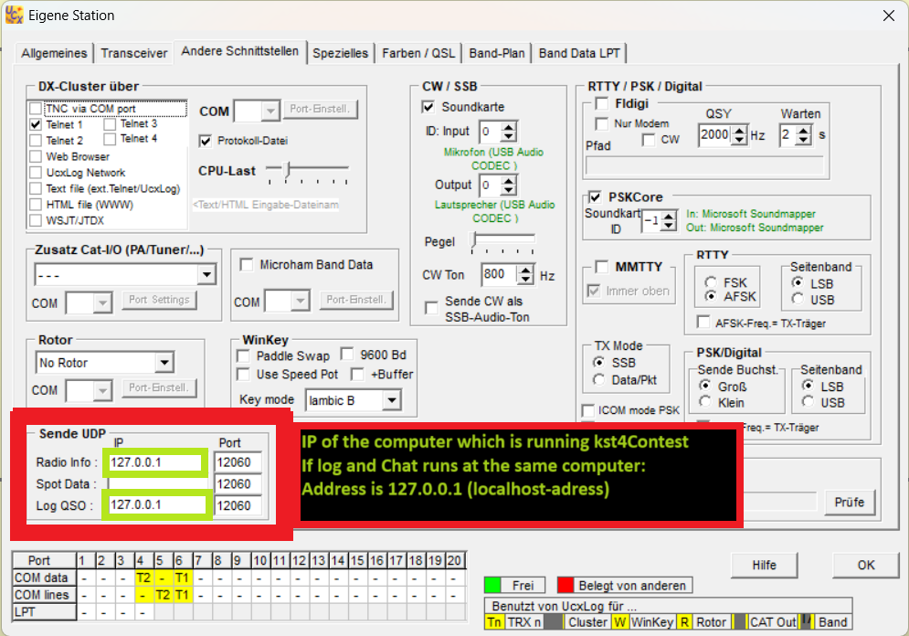 UCXLog Konfiguration