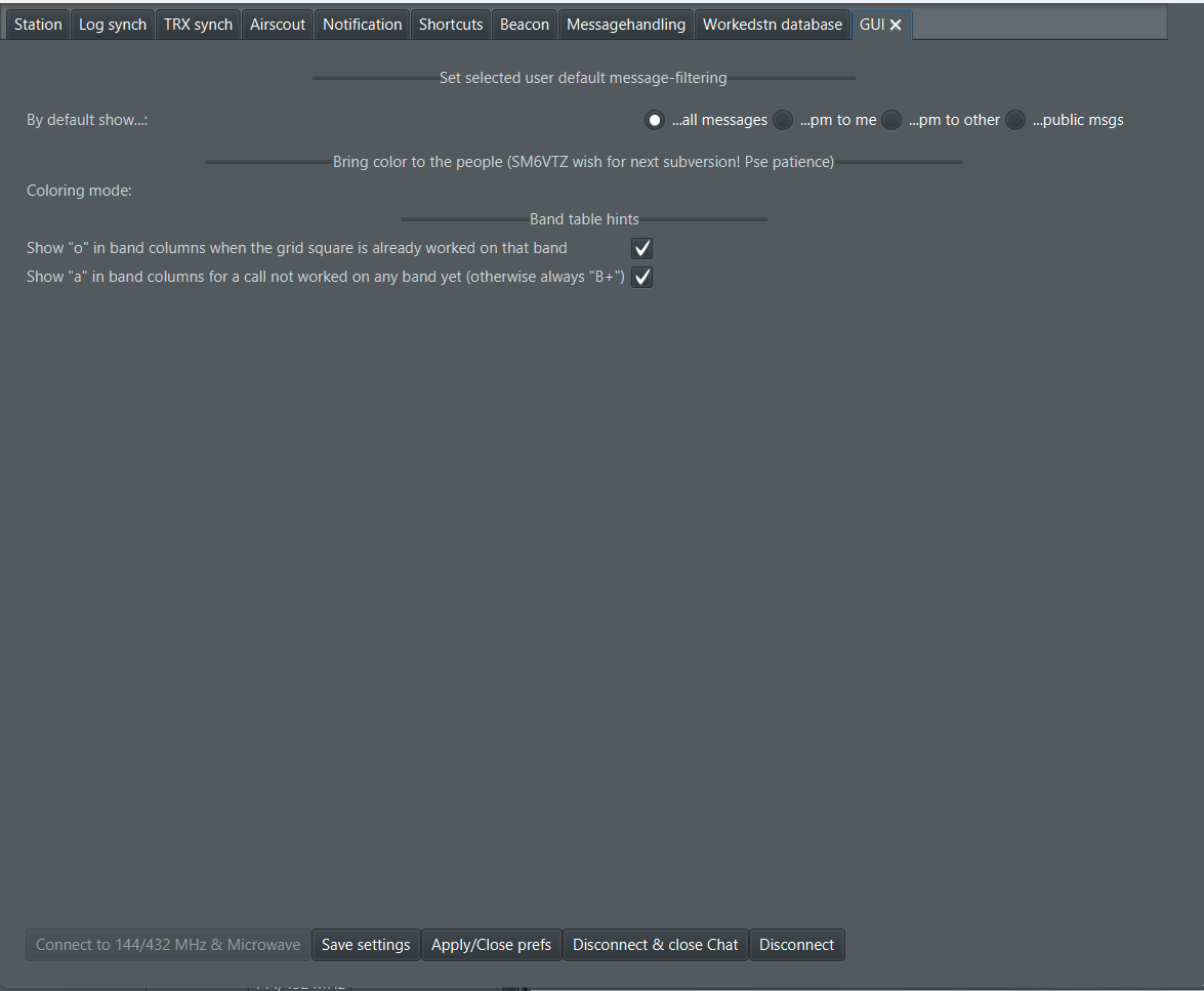 GUI settings for band-column hints